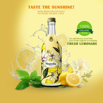 Fresh Lemonade Poster Mockup branding design drink graphic design illustration logo moc poster mockup prodoct designe