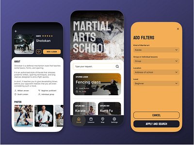 App for a Martial Arts School application branding design graphic design mobile ui ux