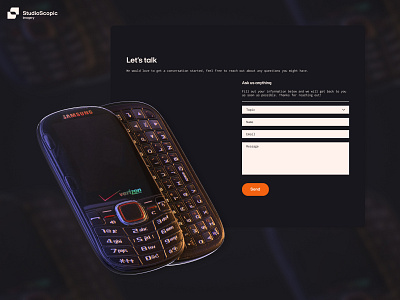 StudioScopic Imagery 3D UX / Let's Talk 3d contact lowpolly phone render spline ui ux web 3d web design website