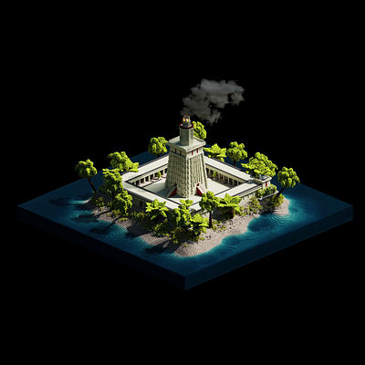 VoxStories #10 - The Lighthouse of Alexandria 3d 3d art 3d world alexandria ancient diorama egypt game art iso isometric lighthouse magicavoxel voxel voxels wonder