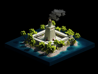 VoxStories #10 - The Lighthouse of Alexandria 3d 3d art 3d world alexandria ancient diorama egypt game art iso isometric lighthouse magicavoxel voxel voxels wonder