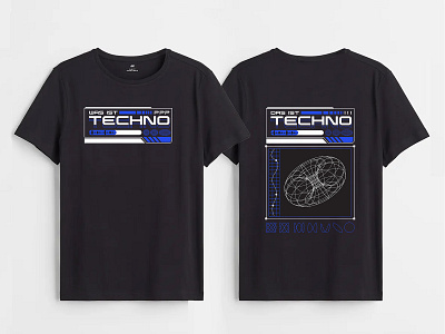 Techno T-shirt Design Blue adobeillustrator branding design graphic design illustration illustrator sci fi t shirt t shirt design techno wireframe