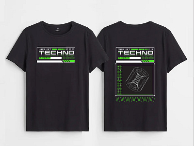 Techno T-shirt Design Green design digitalillustration drawing futuristic graphicdesign illustration illustration art illustrator t shirt design techno tshirt wireframe