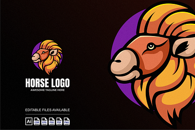 Horse Head Illustration Logo Design 3d branding colorful design graphic design horse illustration logo