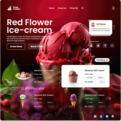 Ice Cream Landing Page Website UI Design! design figma food ice cream illustration landing landingpage landingpagedesign trending ui uidesign uitrending uiux uiuxdesign ux uxdesign web webdesign website