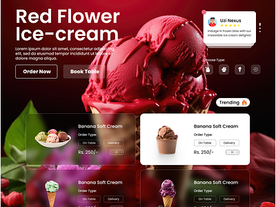 Ice Cream Landing Page Website UI Design! design figma food ice cream illustration landing landingpage landingpagedesign trending ui uidesign uitrending uiux uiuxdesign ux uxdesign web webdesign website