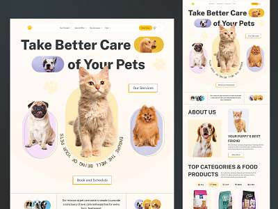 PET.CARE- PET CARE LANDING PAGE design landing page pet pet care pet care landing page pet care ui pet care ui design pet care website pet landign page ui ui landing page ux website website ui