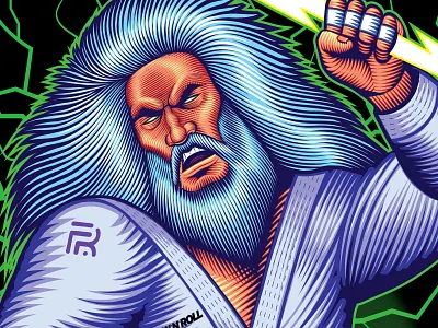 "Zeus" rahsguard for Flow N Roll apparel bjj branding design greek god greek mythology illustration illustrations jiu jitsu lightning logo logo design mma rashguard sportswear vector vector art zeus