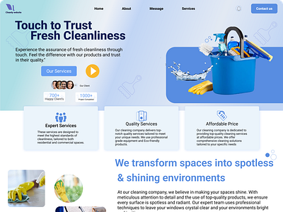 WEB DESIGN FOR CLEANING attractive web design blue website design cleaning web design cleaning website design creative web design figma design ui ui design ux design web design web ui design website design website ui design