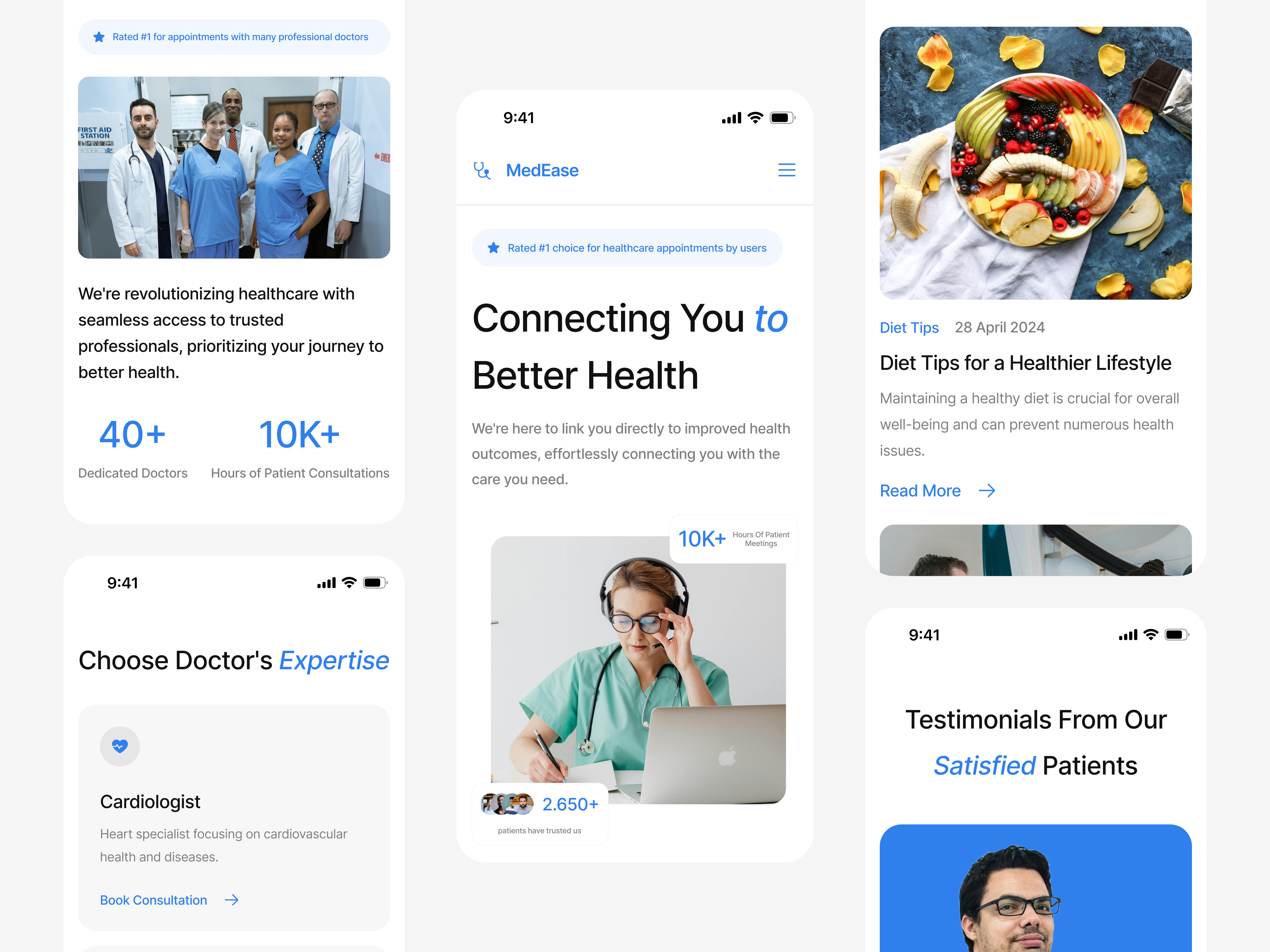 MedEase - Healthcare Appointment Website Concept (Responsive) appointment design doctor health healthcare homepage medical care mobile service telemedicine ui ui design website