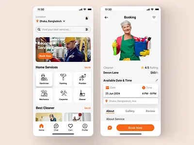 Service App UI Design app carpenter cleaner electracian mechanics painter plumber service ui uidesign uiuxdesign ux uxdesign works