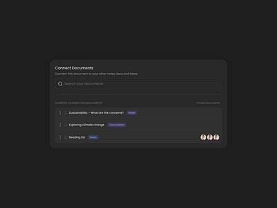 Inkline AI - Connect Documents ai artificial intelligence black and white connect documents dark mode document google docs interface microsoft word minimalism minimalist modal product design ui uiux