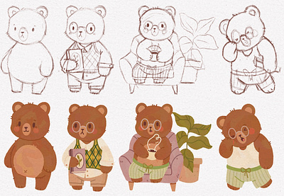 Gus the Bear - Character Design animals bears character design childrens book digital illustration illustration kid lit procreate