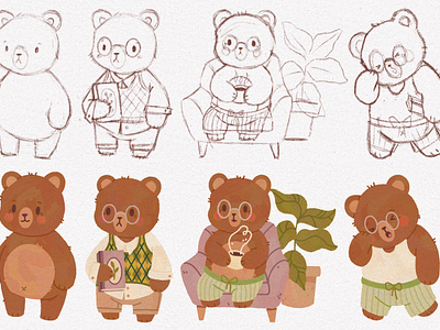 Gus the Bear - Character Design animals bears character design childrens book digital illustration illustration kid lit procreate