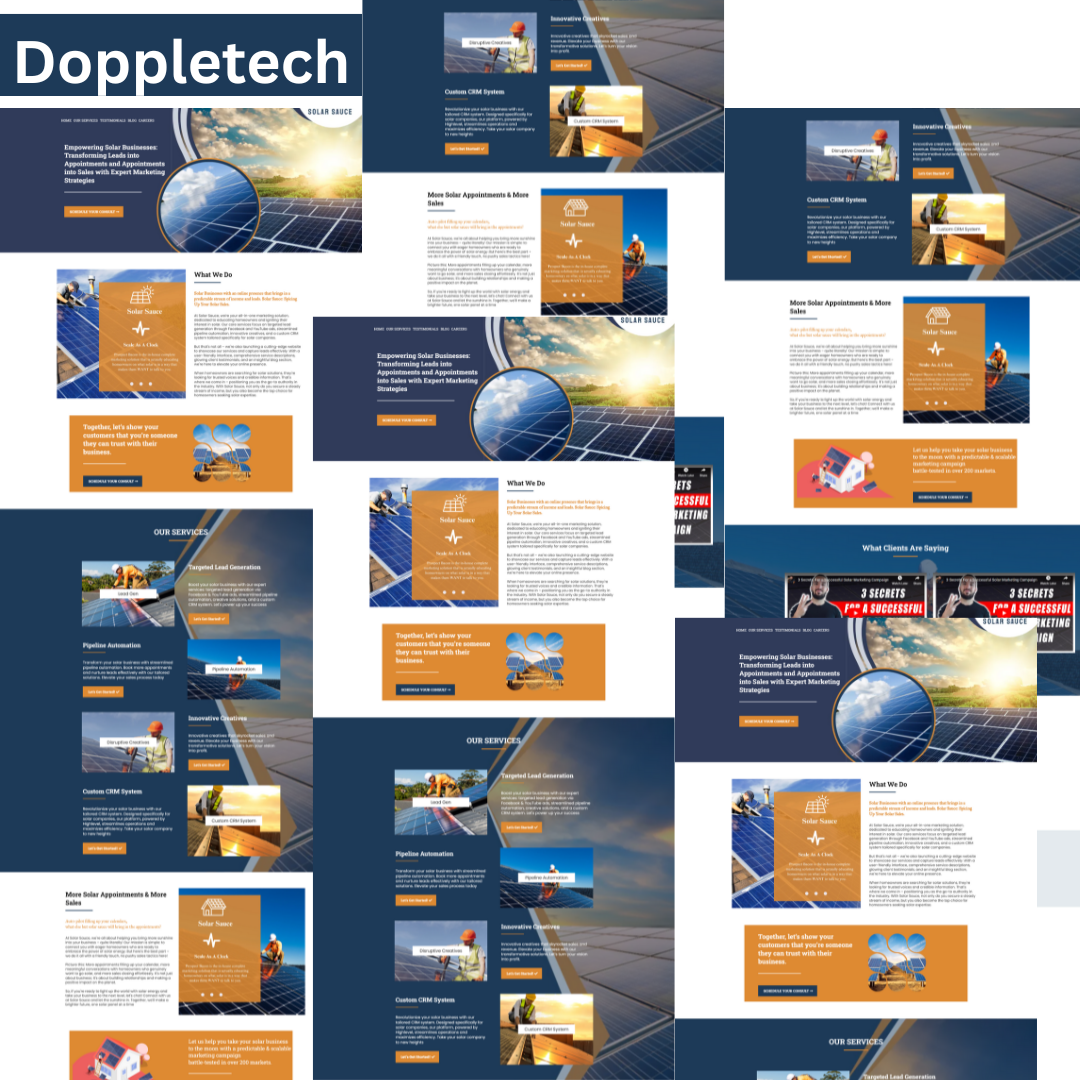 GHL Solar Sauce Website ai chatbot ai conversation automations brandboard canva captivatingdesign design ghl ghl landing page gohighlevel highconversion illustration integration lead generation reputation management sales funnel solar instalation ui workflow
