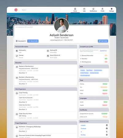 Candidate Profile Design app design f figma landingpage ui