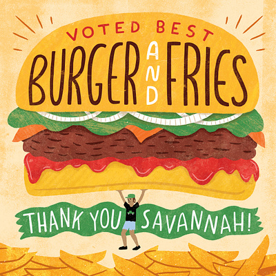 Best Burger and Fries Ad best of burger food illustration fries humor lettering