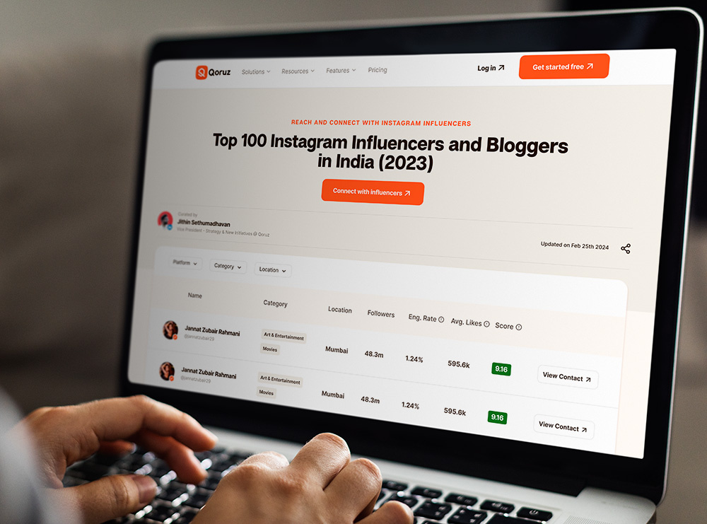 Listing Page Design | Qoruz Influencer Marketing Platform