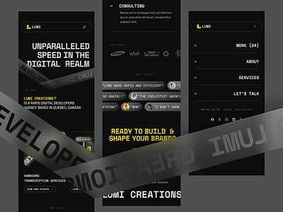 Lumi Creations Website agency branding dark design graphic design landing logo mobile sleek ui ux web