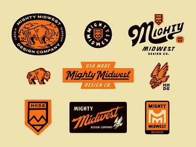 Mighty Midwest art badge bison branding crest design eagle graphic design hand drawn hand lettering handlettering illustration illustrator lettering logo midwest nebraska patch retro vintage