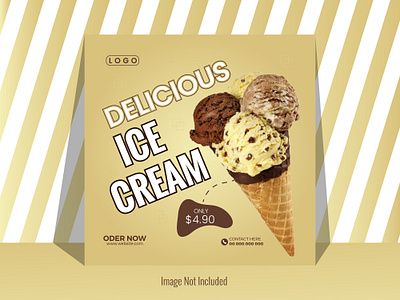 Free Social Media Poster Design Template for Ice Cream in Vector