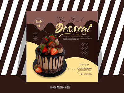 Chocolate cake social media banner post template.