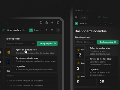 Dashboard component darkmode dashboard layout management mobile product ui
