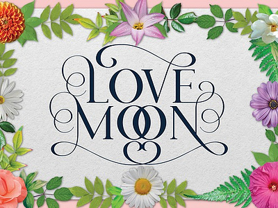 Love Moon card classic curly elegant frame headline invitation ligature ornaments pua romantic serif stylistic alternates swash swashes swirl titling typeface variable font