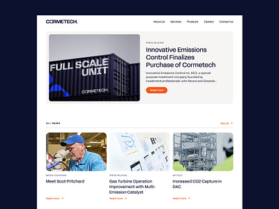 Cormetech website articles blog clean climate construction eco engineering environement grid industry landing page minimal news simple swiss typography ui web design website