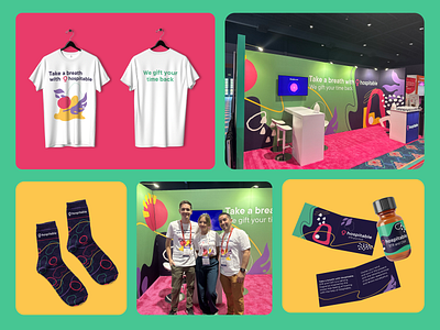 Take a Breath with Hospitable | Event Design booth branding colorful event event design oil diffuser short term rental socks tshirt