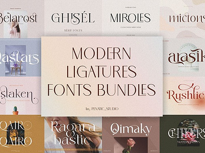 MODERN LIGATURES FONTS BUNDLES bundle classy font display font elegant font font font bundle fontbundle ligature font ligatures logo font logotype minimalist font modern font sans serif serif typeface typography wedding font