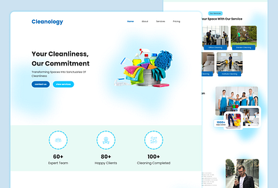 Cleanology Cleaning Services branding business business website cleaning services cleaning website figma interactive design landing page landingpage ui uidesign ux uxdesign web design website design