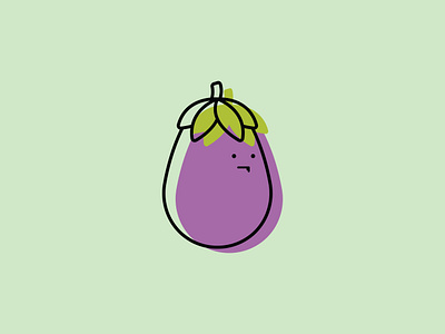 Eggplant. albergue character eggplant face food graphic design greeting card greeting cards illustrated illustration minimal outline purple simple