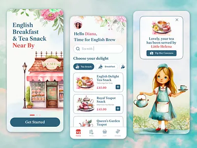 English Cafe App - UI Concept Design adobe illustrator branding design logo ui uiux