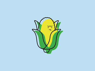 Corn. character corn cute design face food graphic design green greeting cards illustrated illustration minimal simple veg vegetable yellow