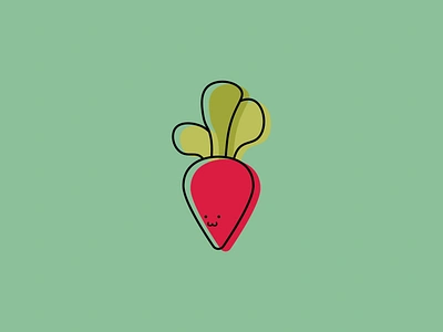 Radish. character cute design face food graphic design green greeting cards gretting cards illustrated illustration minimal radish red simple veg vegetables