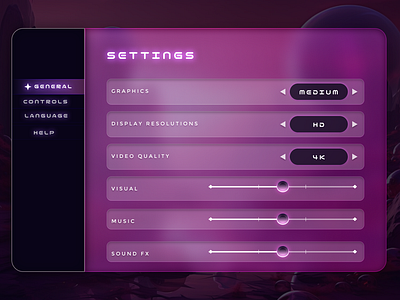 Settings Page Design ui