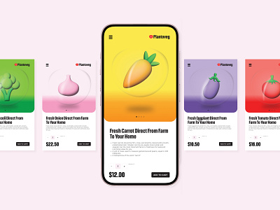 Plantoveg - Agro Farm Add to Cart add to cart screen agro app app screen brand guide brand guidlines brand identity branding carrot design farm app graphic design illustration logo neature onion plant ui ui desugn vector vegetable