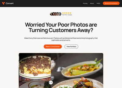 Food photography landing page exploration branding design ui ux web design