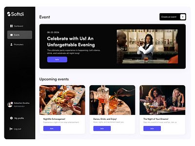 Softdi- Event Management Platform dashboard graphic design ui ux website