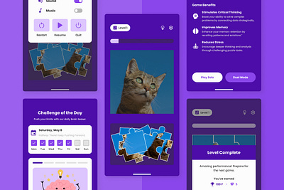 Mindify - Brain Games Mobile App application apps brain games design entertainment games interface knowledge layout puzzle games quiz screen thinking ui user ux