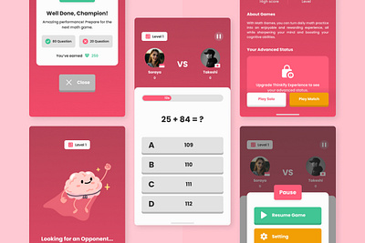 Thinkify - Brain Games Mobile App application apps brain games design fun games interface knowledge layout quiz screen thinking ui user ux