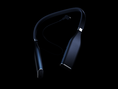 Neckband render by Milkinside 3d branding c4d cgi dark darker design hardware hyper illustration metal neckband night plastic realistic render texture