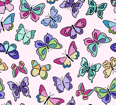 Butterfly Textile Print Design by Courtney Graben. art design digital art illustration pattern surface design surface pattern design