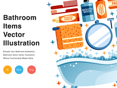 Bathroom Items Vector Illustration shampoo
