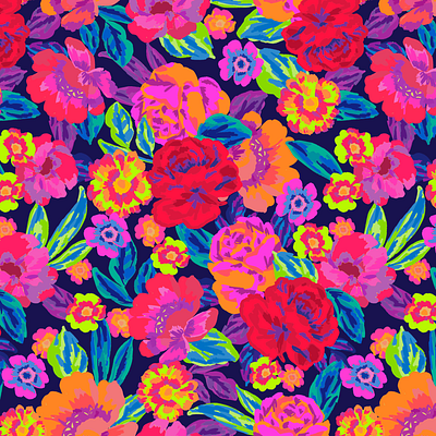 Tropical Floral Textile Print Design by Courtney Graben. art design digital art illustration pattern surface design surface pattern design