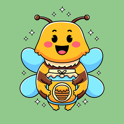 Honey Bee animal bee cartoon character colorful cute design fly graphic design honey illustration kawaii
