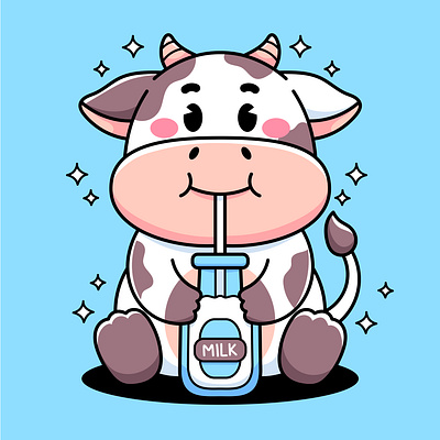 Milk Cow animal cartoon character colorful cute design graphic design illustration kawaii mascot milk vector