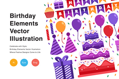 Birthday Elements Vector Illustration candle
