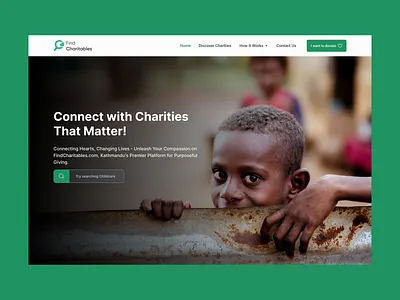 Charities directory landing page charity directory hero section landing page nepali designer ui